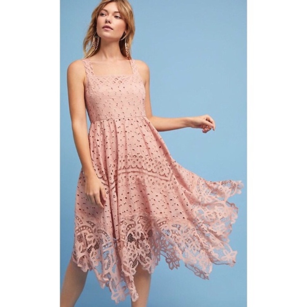 Maeve by Anthropology Azia Pink Lace Dress Size 8